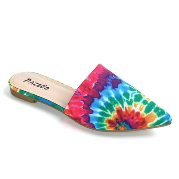 Tie Dye Multicolored Print Mule Flats - Picture 3 of 8